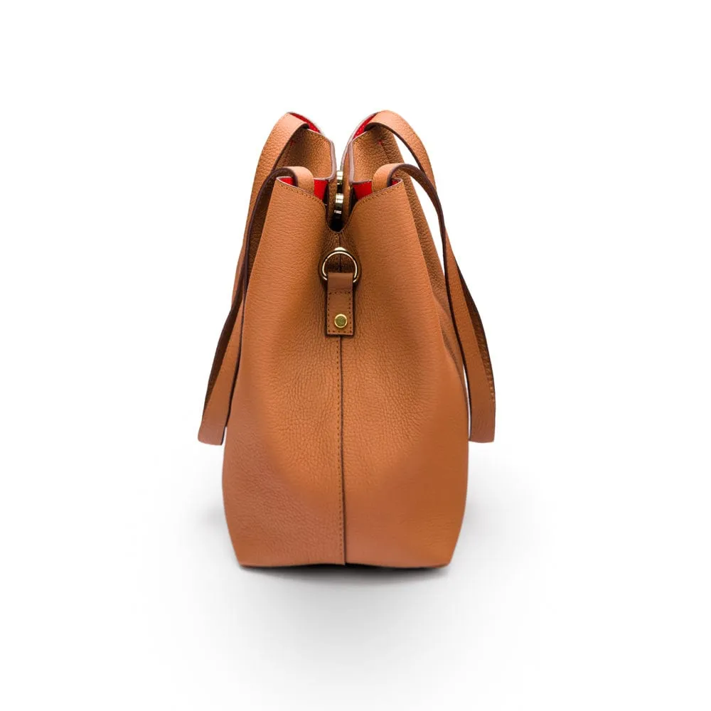 Emma 2 in 1 Leather Tote Bag - Tan