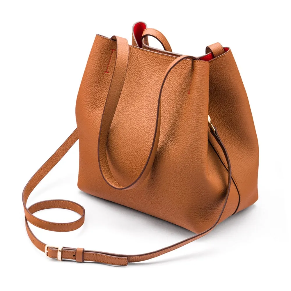 Emma 2 in 1 Leather Tote Bag - Tan
