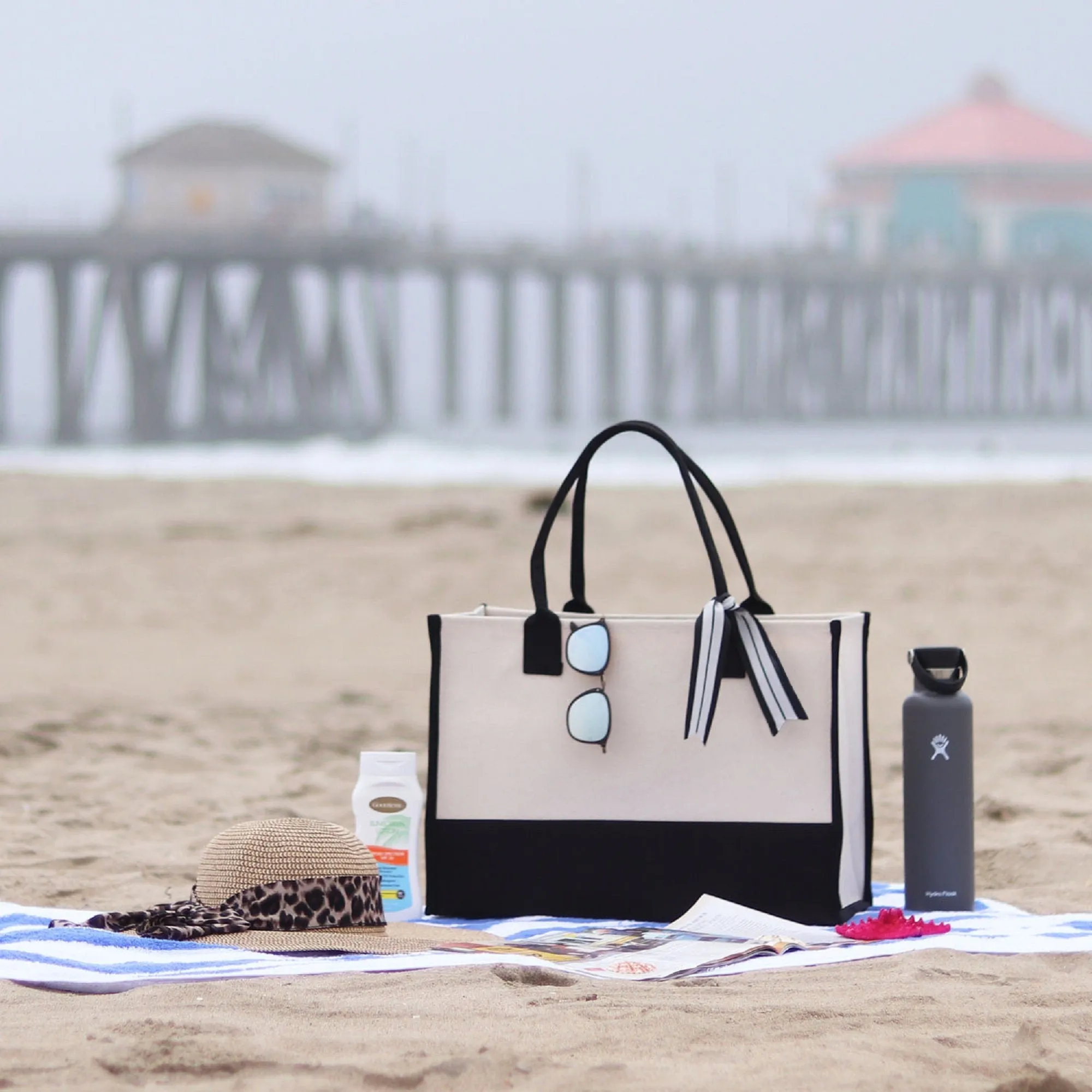 Escape Beach Tote Bag - Large Chic Tote Bag - Gift for Her - Weekender Bag - Weekend Tote - Girls Weekend Tote