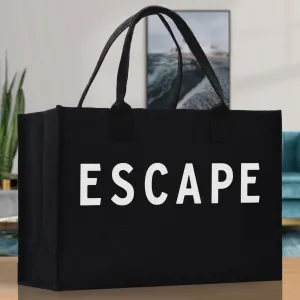 Escape Cotton Canvas Chic Beach Tote Bag Multipurpose Tote Weekender Tote Gift for Her Outdoor Tote Vacation Tote Large Beach Bag