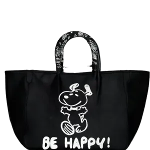 Everyday Vegan Leather Tote - Hand Painted Be Happy