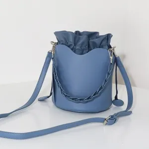 Fashion Women Bucket bag Crossbody Bag Simple design small handbag Drawstring Lady Tote Braided strap Shoulder Messenger Bag