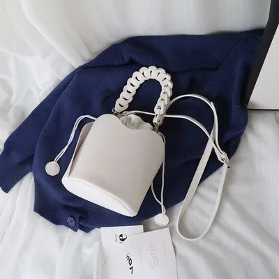 Fashion Women Bucket bag Crossbody Bag Simple design small handbag Drawstring Lady Tote Braided strap Shoulder Messenger Bag