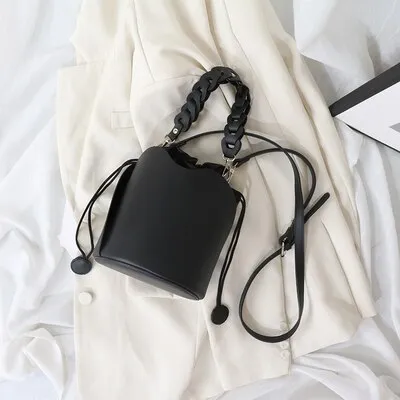 Fashion Women Bucket bag Crossbody Bag Simple design small handbag Drawstring Lady Tote Braided strap Shoulder Messenger Bag