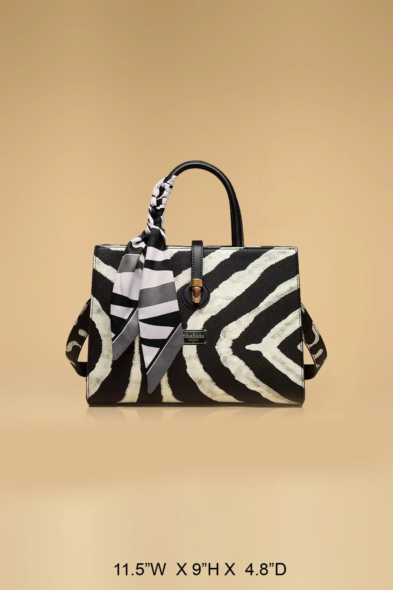 Fashionable Zebra Printed Bow Embellished Shoulder Bag