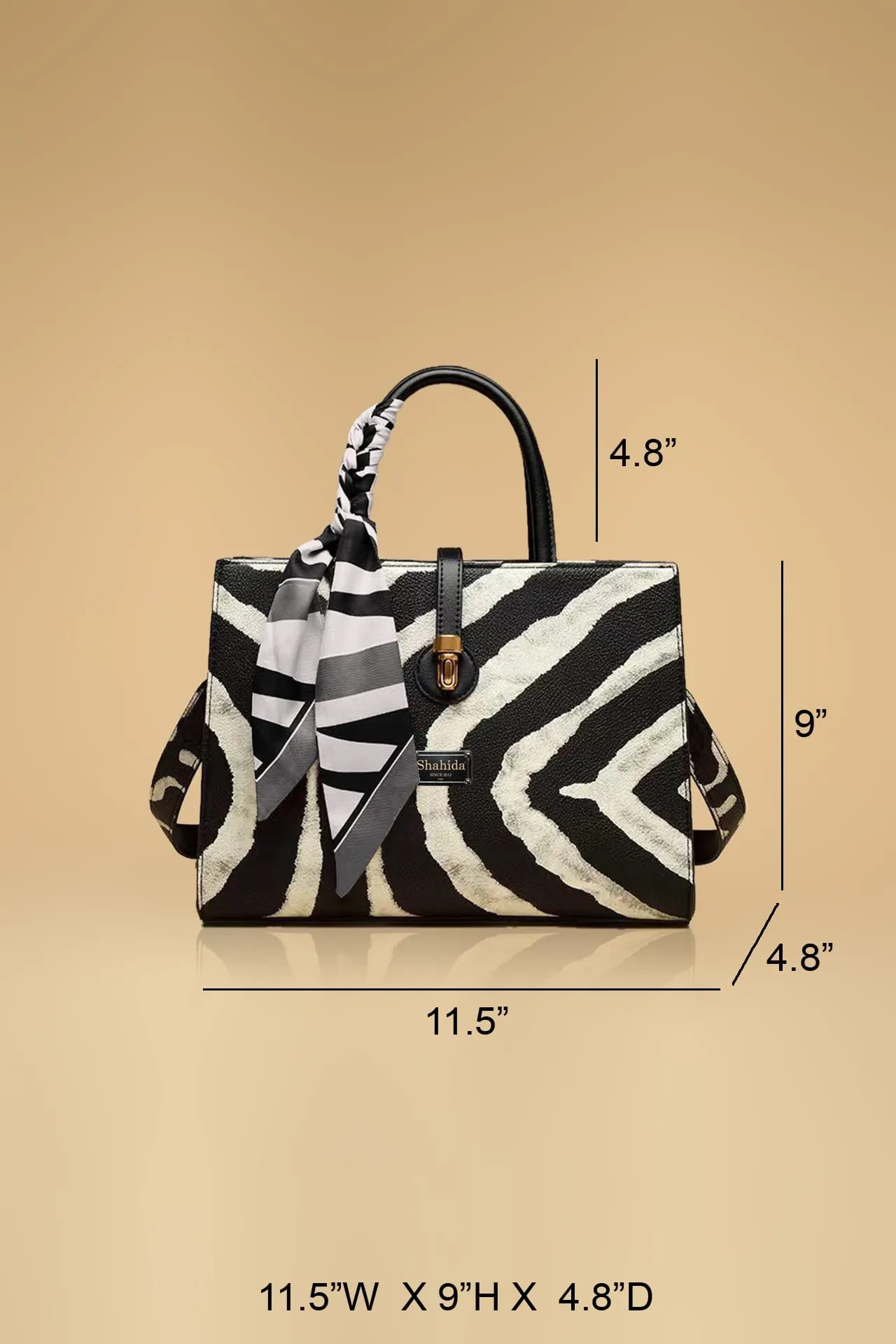Fashionable Zebra Printed Bow Embellished Shoulder Bag