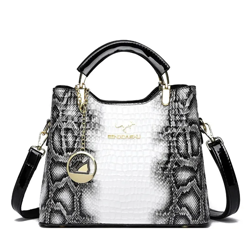 Female Tote Handbags Portable Crocodile Pattern Crossbody Bags