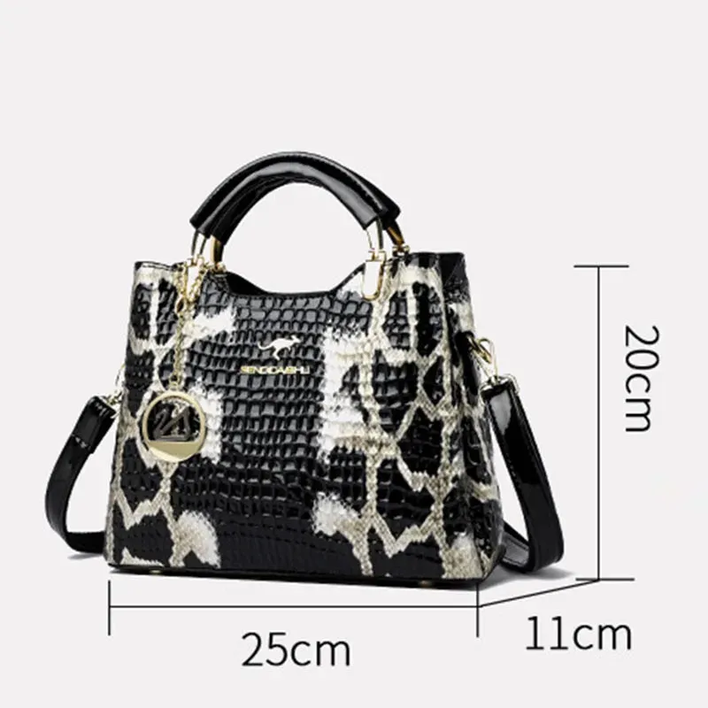 Female Tote Handbags Portable Crocodile Pattern Crossbody Bags