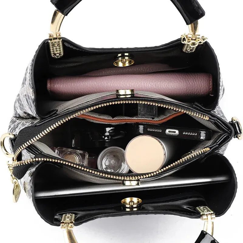 Female Tote Handbags Portable Crocodile Pattern Crossbody Bags