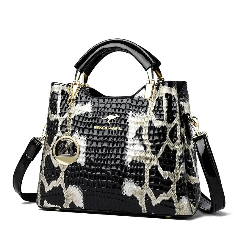 Female Tote Handbags Portable Crocodile Pattern Crossbody Bags