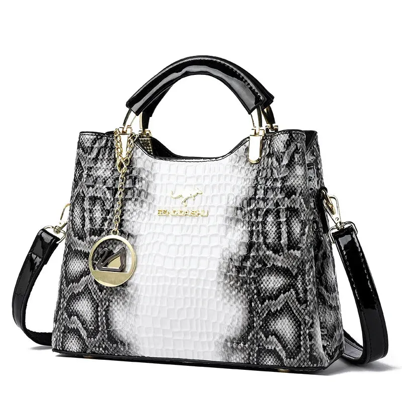 Female Tote Handbags Portable Crocodile Pattern Crossbody Bags