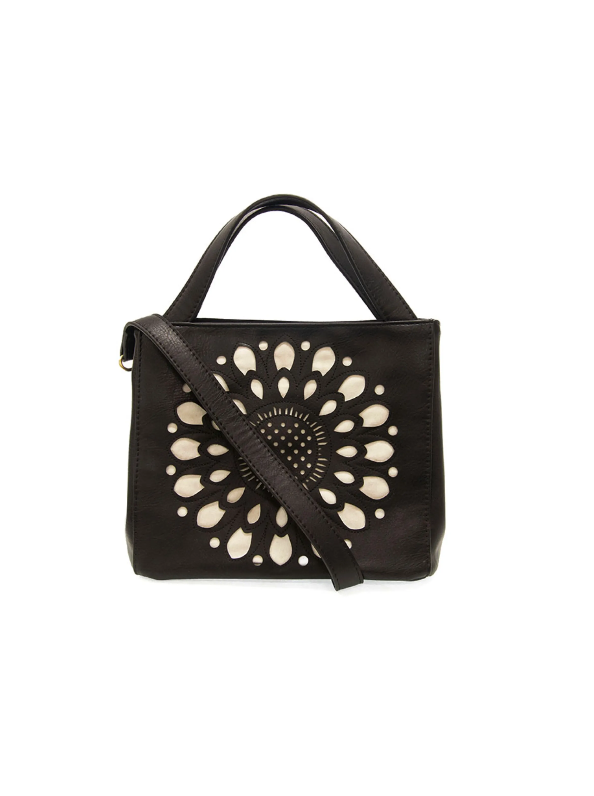 Flora Laser Cut Out Crossbody [Black-L8225]