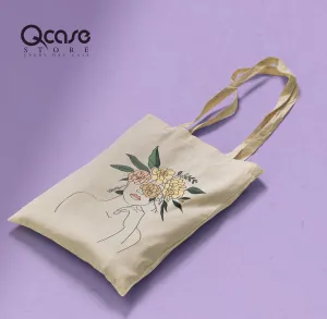 Flower Head Woman Tote Bag