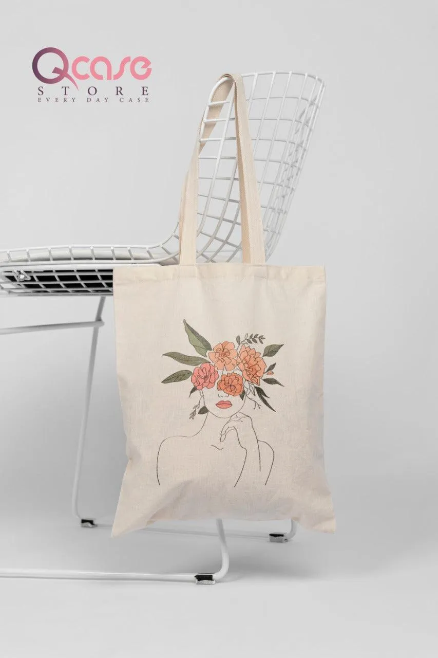 Flower Head Woman Tote Bag