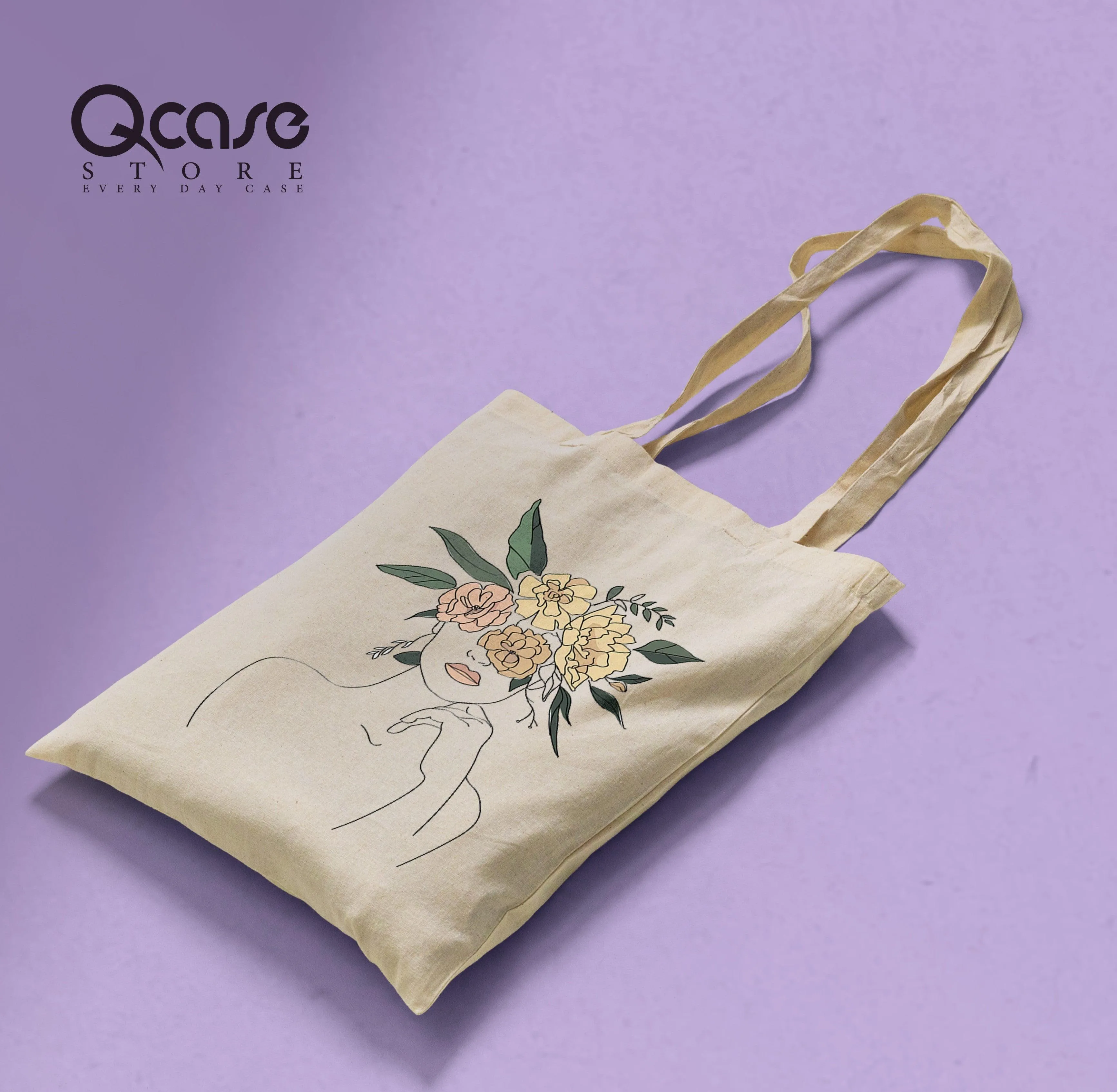 Flower Head Woman Tote Bag