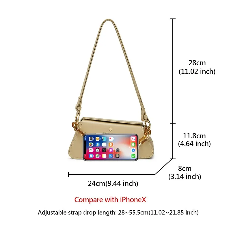 FOXER Ladies Summer Chic Flap Fashion Shoulder Bag Ladies Split Leather Luxury Messenger Bag New Irregular High-Quality Handbag