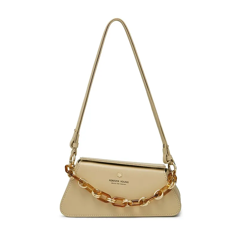 FOXER Ladies Summer Chic Flap Fashion Shoulder Bag Ladies Split Leather Luxury Messenger Bag New Irregular High-Quality Handbag
