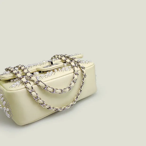 French Pearl Rhombic Chain High-End Women's Bag
