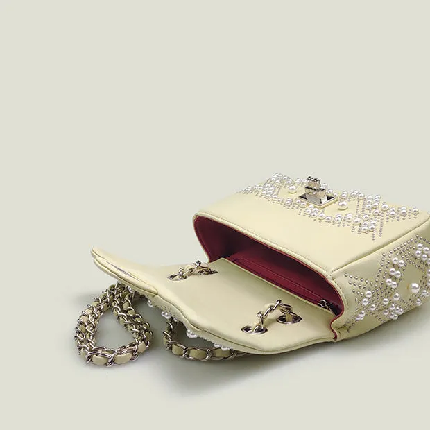 French Pearl Rhombic Chain High-End Women's Bag