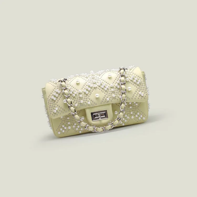 French Pearl Rhombic Chain High-End Women's Bag