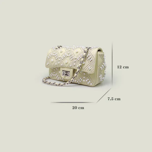 French Pearl Rhombic Chain High-End Women's Bag