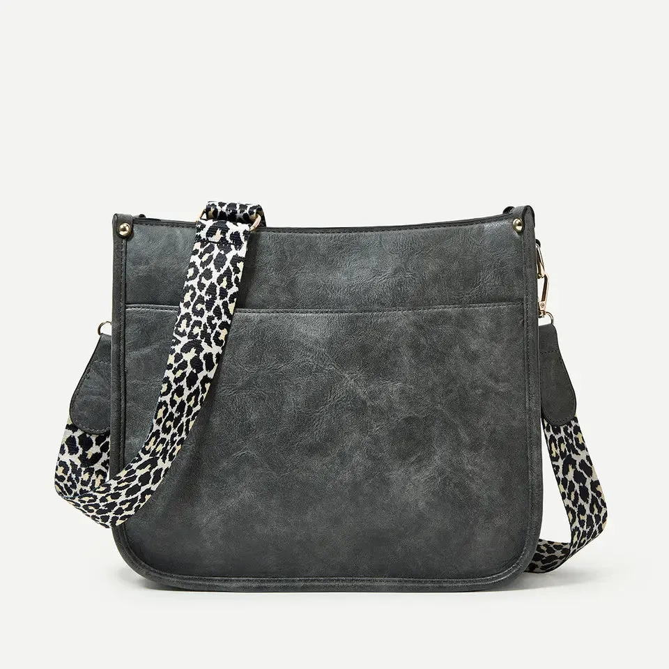 GRAY LEOPARD CROSS BODY BAG
