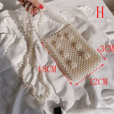 Hand-woven Pearl Women's Bags Beaded Women Handbag Designer Shoulder Crossbody Bag Phone Bag Ladies Hand Bags Purse Clutch 2019