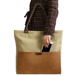 Handmade Waxed Canvas & Leather Tote Handbag