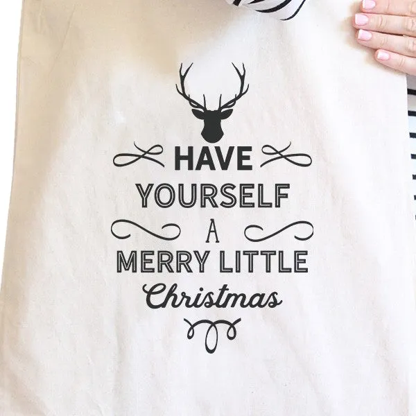 Have Yourself A Merry Little Christmas Natural Canvas Bags