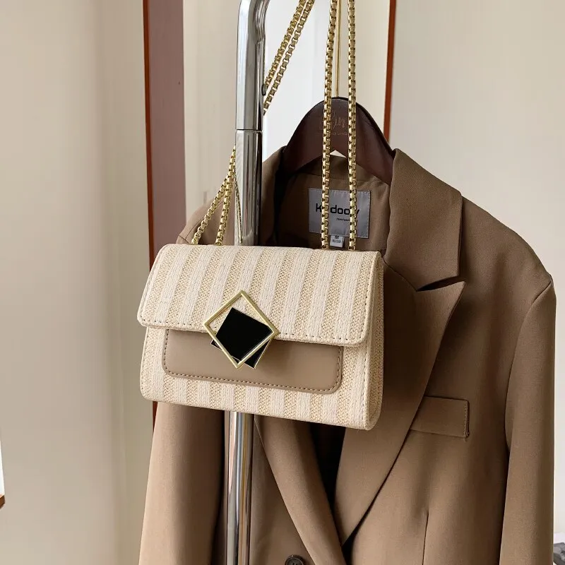 High Quality Contrast Color Straw weaving Shoulder Bags for Women 2020 Messenger Bag Phone Handbags and Handbags