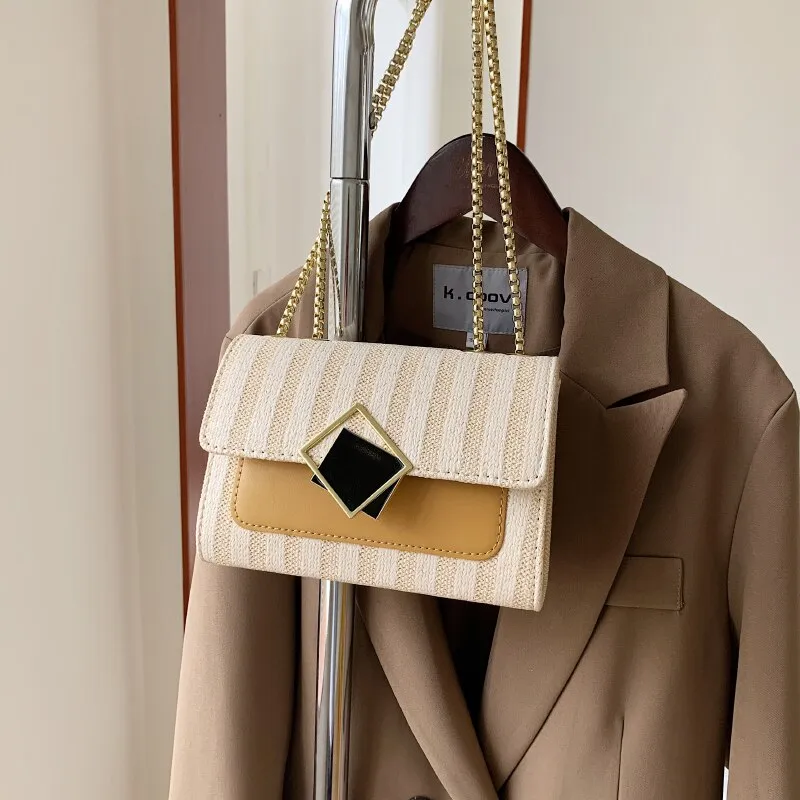High Quality Contrast Color Straw weaving Shoulder Bags for Women 2020 Messenger Bag Phone Handbags and Handbags