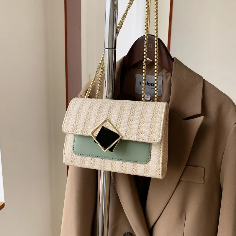 High Quality Contrast Color Straw weaving Shoulder Bags for Women 2020 Messenger Bag Phone Handbags and Handbags