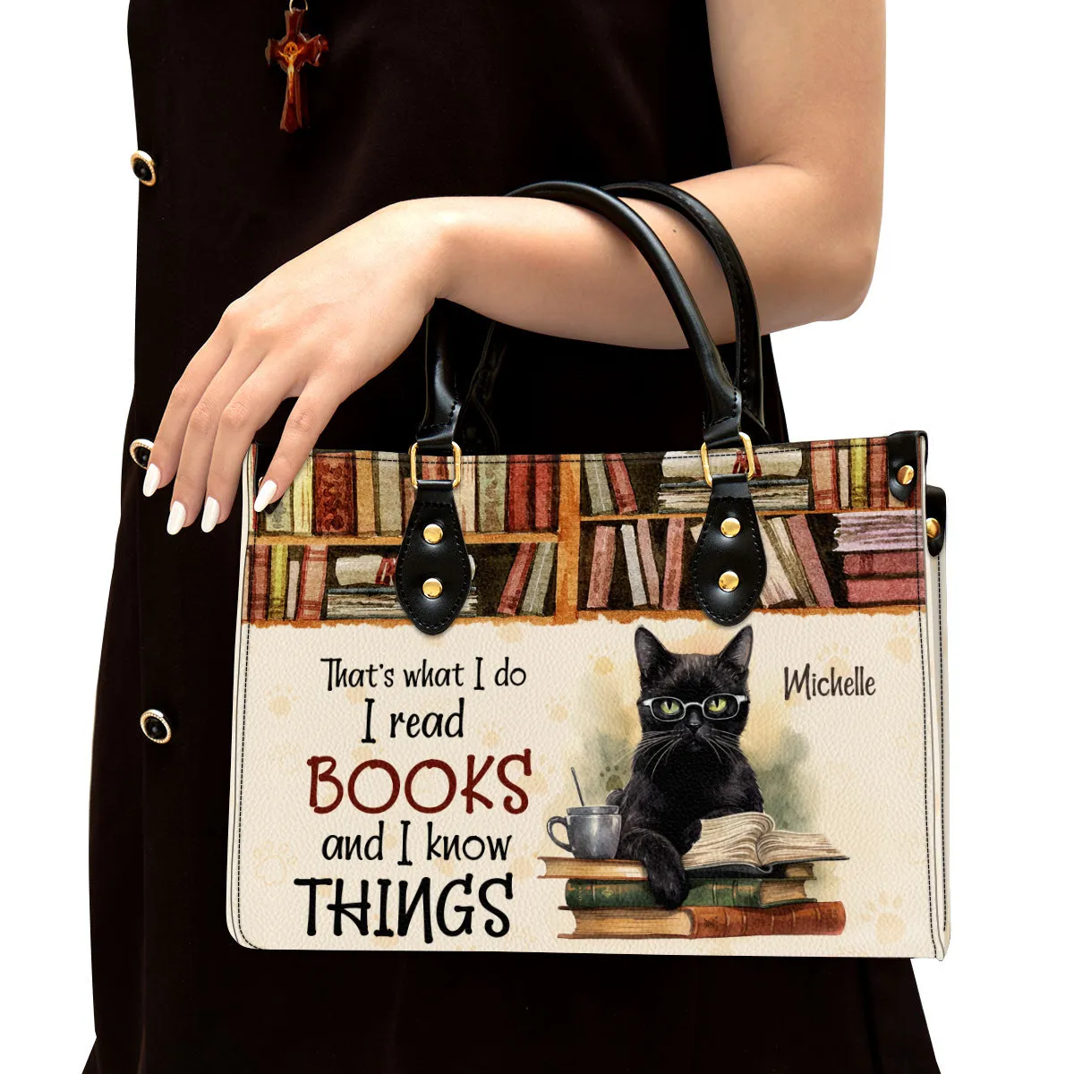 I Read Books And I Knows Things Leather Handbag Book Lovers Gift LHB78