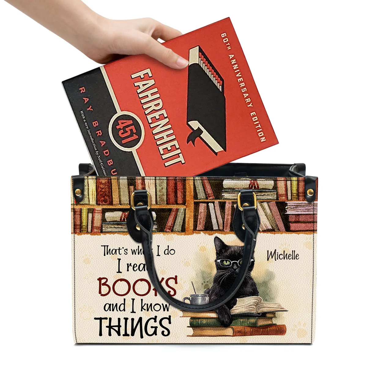 I Read Books And I Knows Things Leather Handbag Book Lovers Gift LHB78