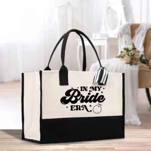 In My Bride Era Cotton Canvas Tote Bag Weekender Tote Gift for Her Outdoor Tote Vacation Bag Chic Beach Honeymoon Tote Bag