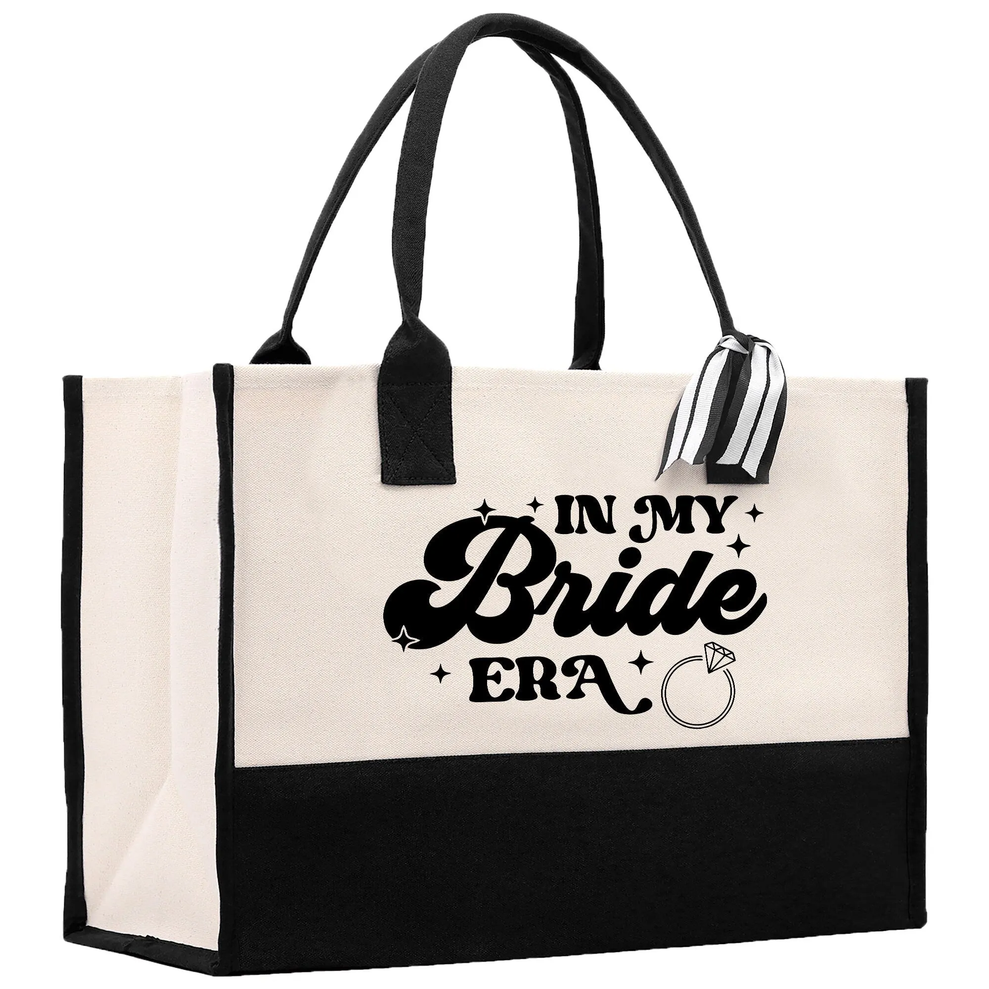 In My Bride Era Cotton Canvas Tote Bag Weekender Tote Gift for Her Outdoor Tote Vacation Bag Chic Beach Honeymoon Tote Bag