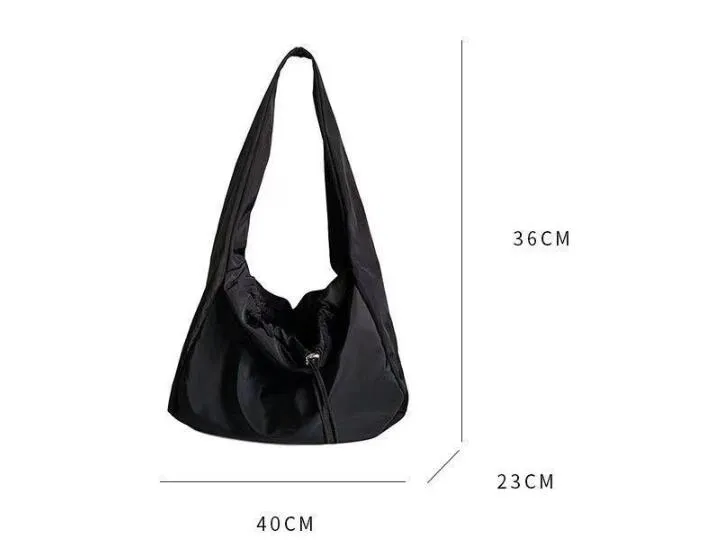 Jinquedai  Men Bag New Nylon Bucket Fashion Solid Zipper SOFT Shoulder Bag Purses and Handbags Luxury Designer Black Tote Bag