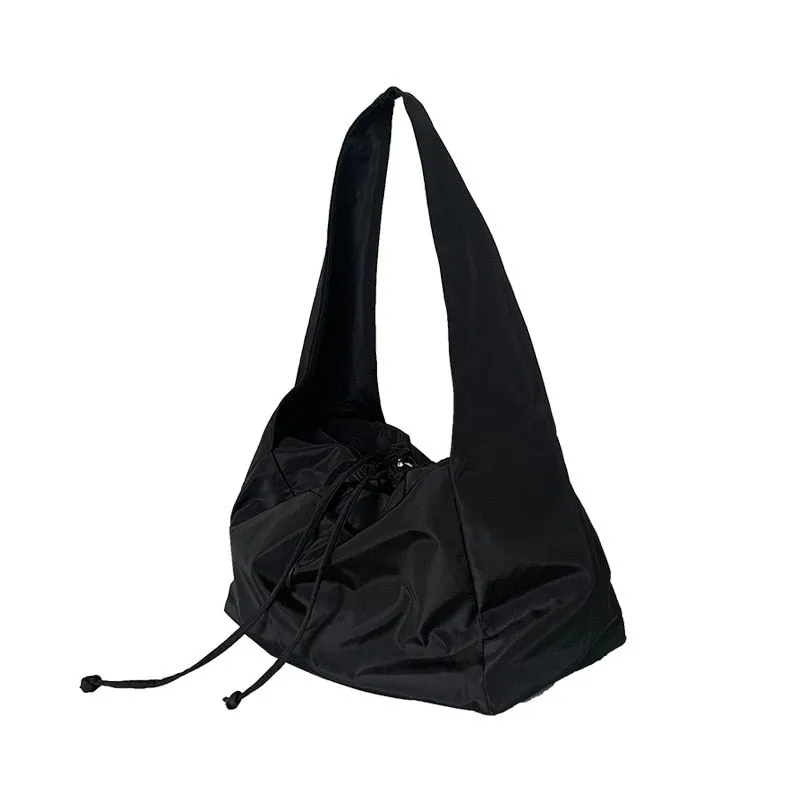 Jinquedai  Men Bag New Nylon Bucket Fashion Solid Zipper SOFT Shoulder Bag Purses and Handbags Luxury Designer Black Tote Bag