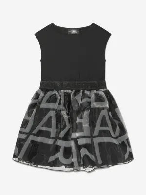 Karl Lagerfeld Girls Tutu Logo Ceremony Dress in Black