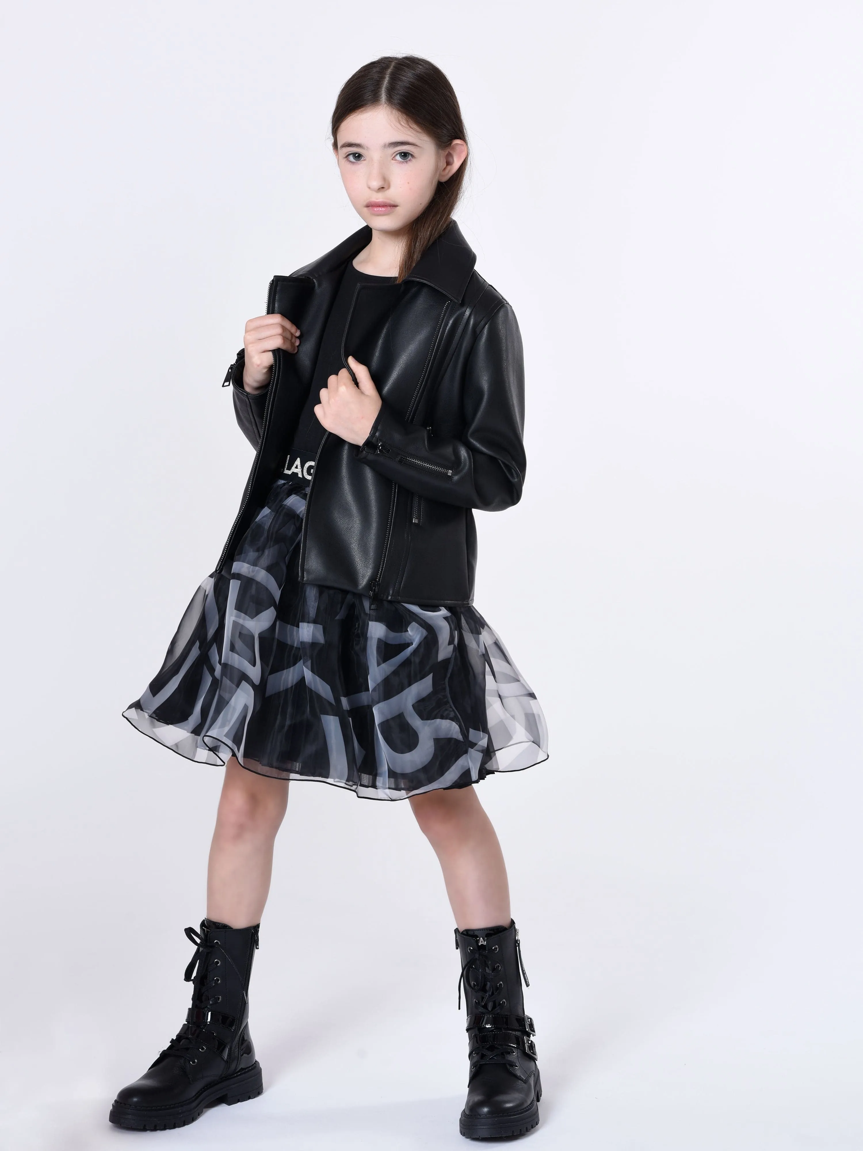Karl Lagerfeld Girls Tutu Logo Ceremony Dress in Black