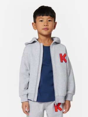 KENZO Boys Logo Zip Up Top in Grey