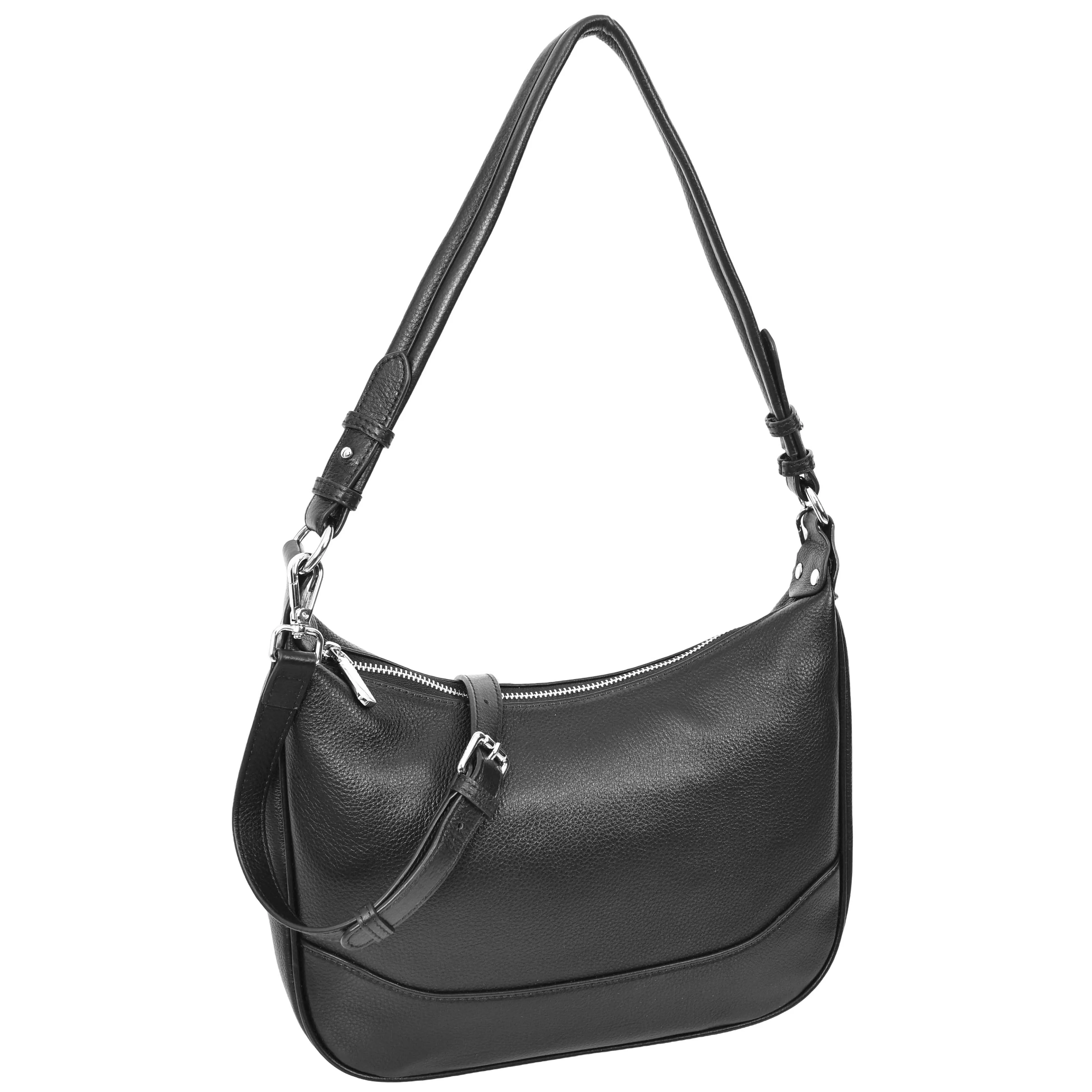 Kitchener Women's Leather  Organiser Hobo Style Shoulder Bag Black