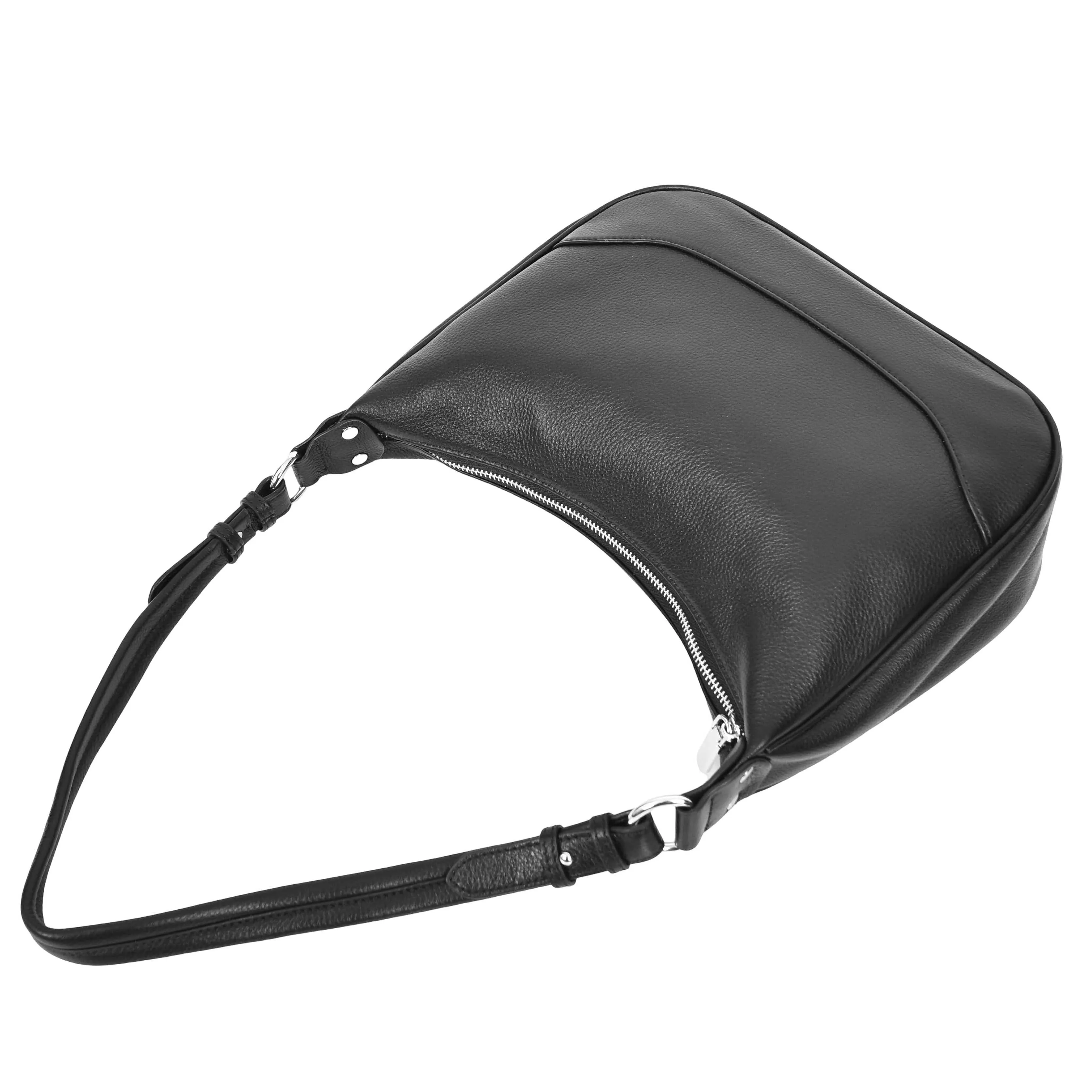 Kitchener Women's Leather  Organiser Hobo Style Shoulder Bag Black