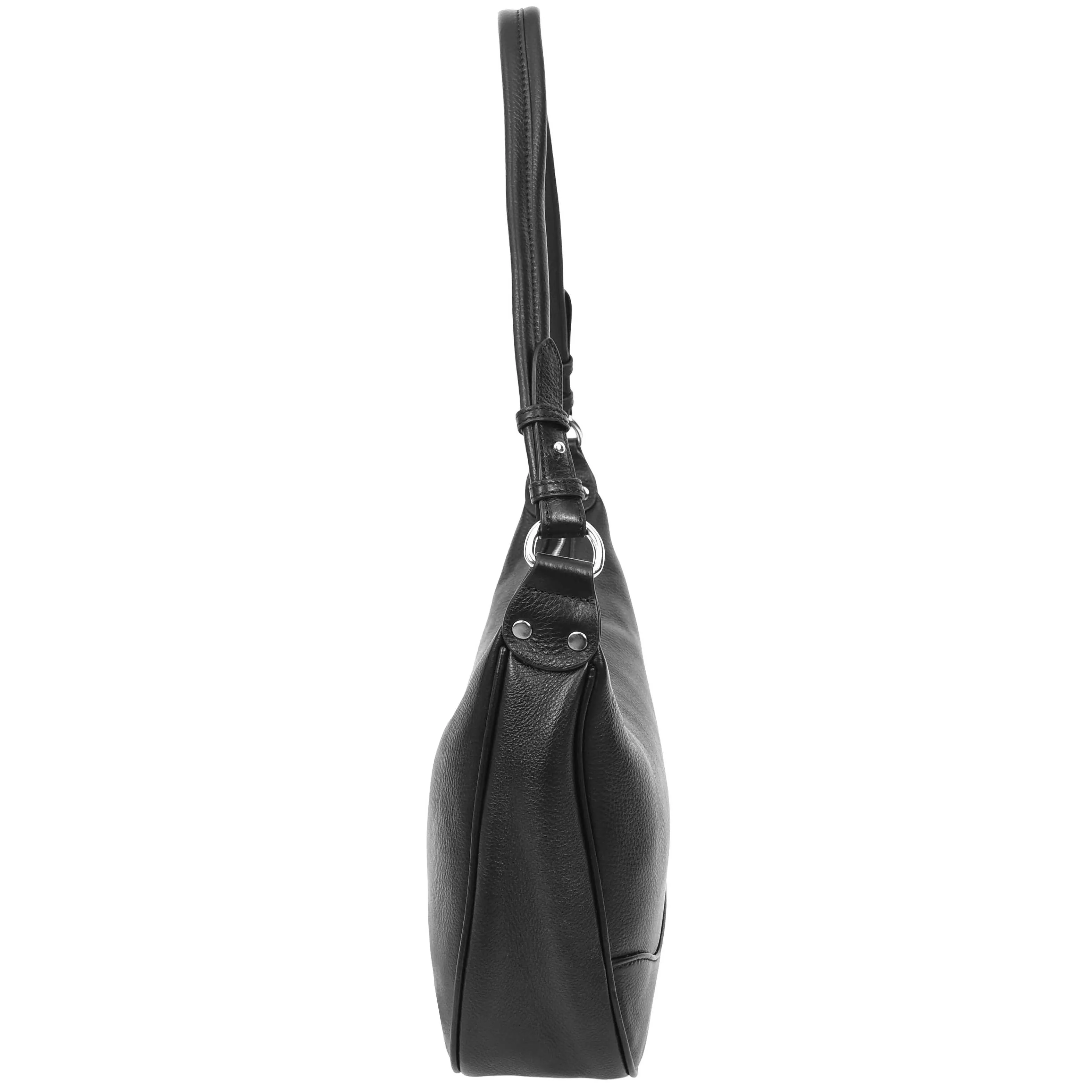Kitchener Women's Leather  Organiser Hobo Style Shoulder Bag Black