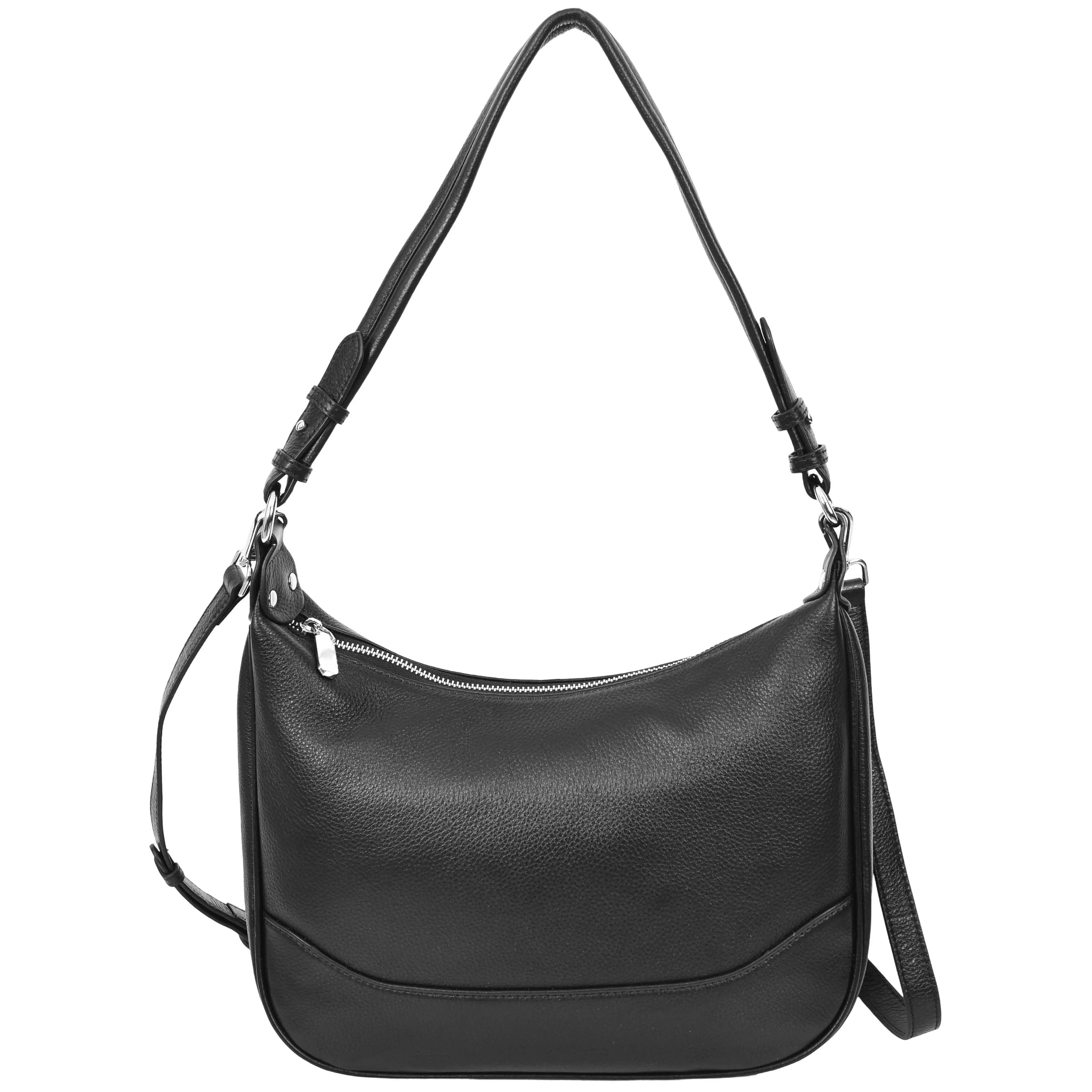 Kitchener Women's Leather  Organiser Hobo Style Shoulder Bag Black