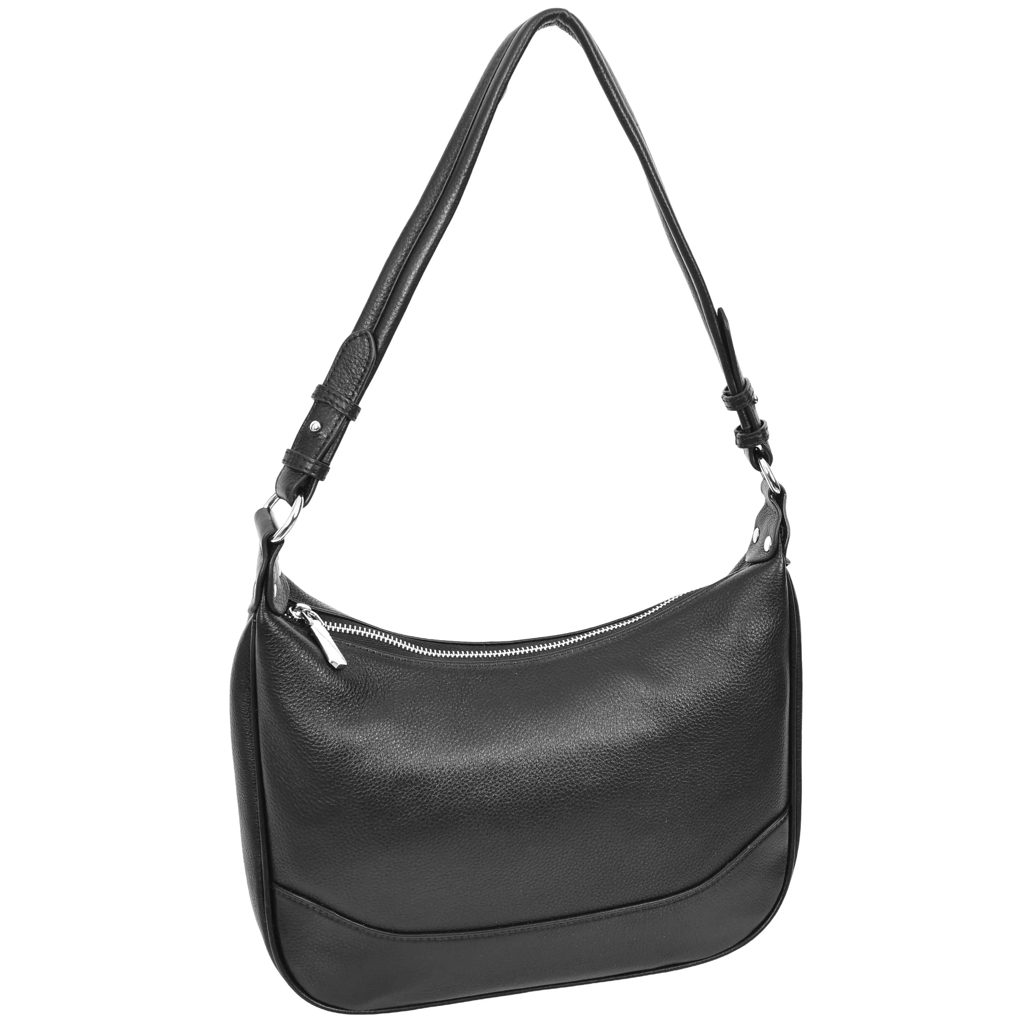 Kitchener Women's Leather  Organiser Hobo Style Shoulder Bag Black
