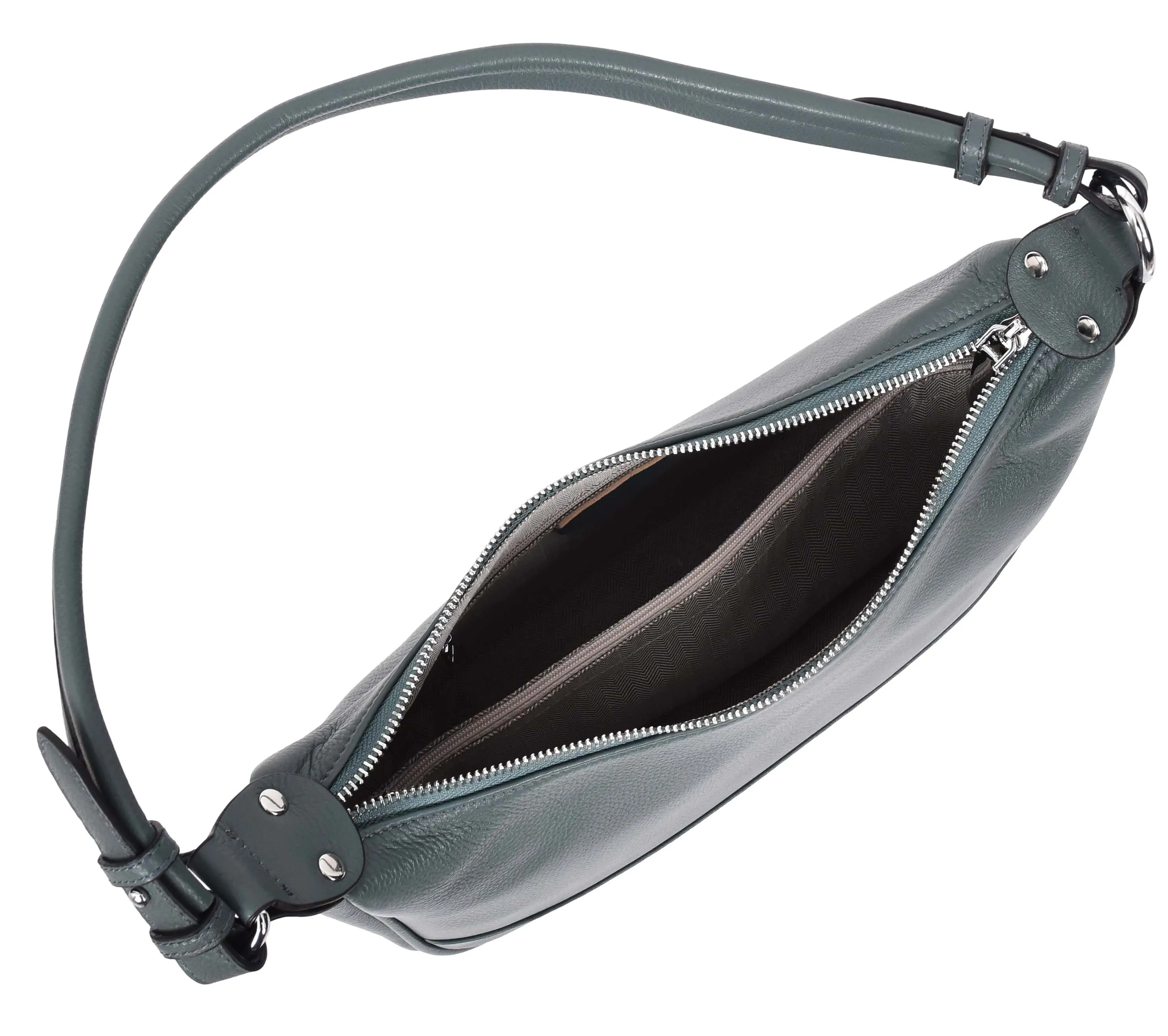 Kitchener Women's Leather  Organiser Hobo Style Shoulder Bag Teal