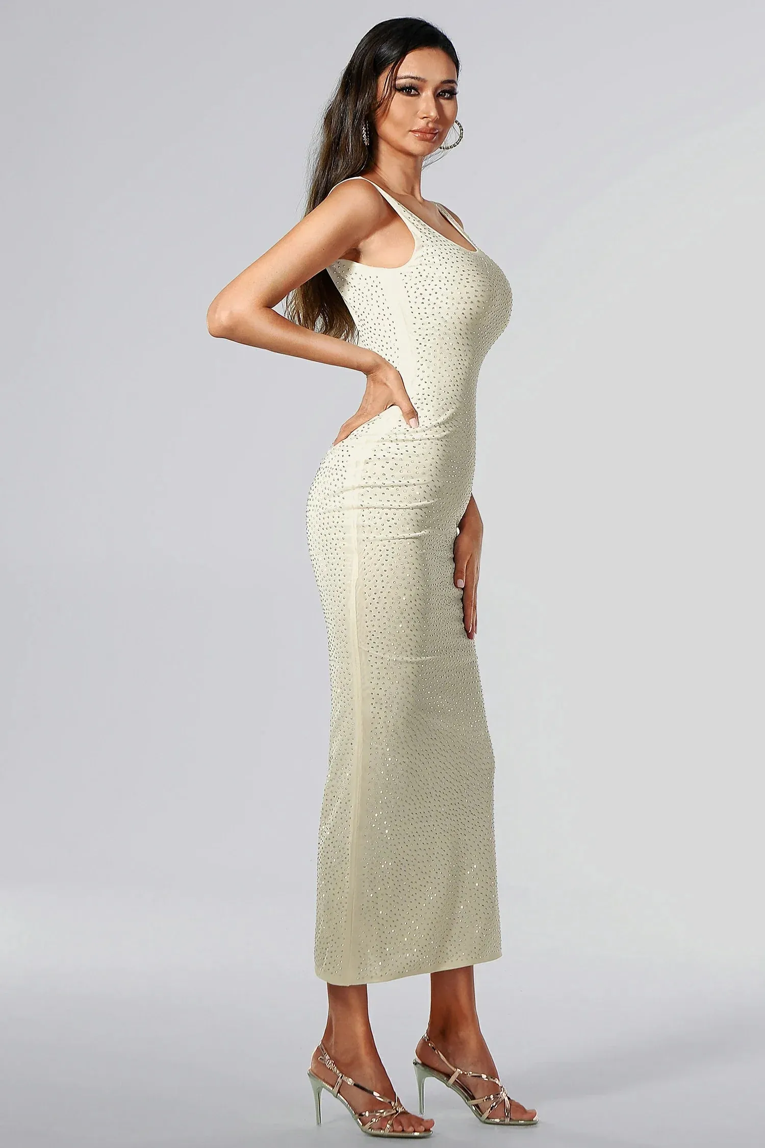 Kleone Mesh Glitter Backless Dress