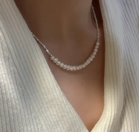 Knockout Necklace Sterling Silver and Freshwater Pearl 15.75 inches