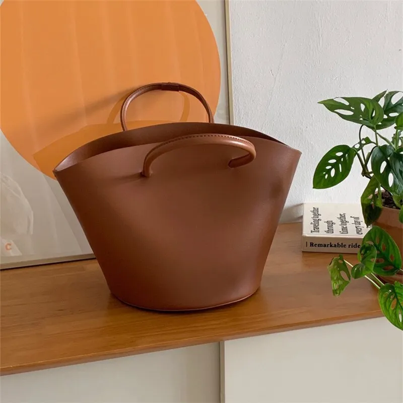 Korean style PU Leather women Bucket Shoulder Bags 2021 Brand Luxury Handbags ladies Hand Bag female totes composite bags brown